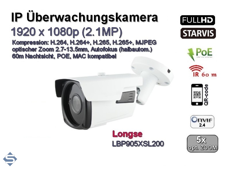 2MP 1080P Zoom Objektiv 2.8-12mm POE IP-Kamera Onvif Bullet IR-Sicherheit NEU 