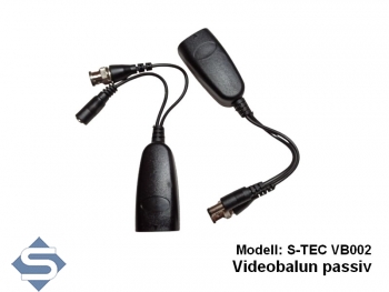 Videobalun 1-Kanal S-TEC-VB002, Video + Strom ber Netzwerkkabel mit RJ45 Stecker