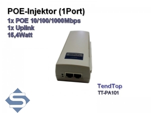 Tendtop TT-PA101 POE Injektor 1Port, 1x POE 10/100/1000Mbps + 1x Upload, 15,4Watt