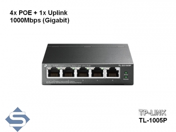 TP-Link TL-SG1005P POE Switch, 4x POE + 1x Uplink 1000Mbps (Gigabit), 65 Watt Gesamtleistung