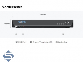 REOLINK RLN36, 36 Kanal NVR IP Kamera Recorder, fr Kameras bis 12MP, 2 Wege Audio Ports, Alarm Ein- / Ausgnge