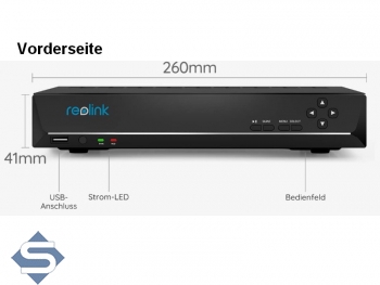 REOLINK RLN8-410, 8 Kanal NVR IP Kamera Recorder mit 2TB Festplatte und 8 POE Anschlssen, fr  Reolink IP Kameras bis 12MP