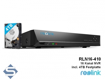 REOLINK RLN16-410, 16 Kanal NVR IP Kamera Recorder mit 4TB Festplatte und 16 POE Anschlssen, fr  Reolink IP Kameras bis 12MP