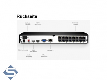 REOLINK RLN16-410, 16 Kanal NVR IP Kamera Recorder mit 4TB Festplatte und 16 POE Anschlssen, fr  Reolink IP Kameras bis 12MP