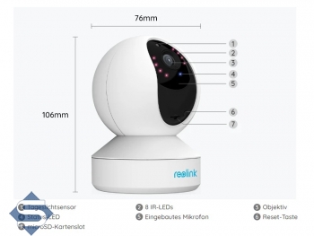 REOLINK E1 Pro, Indoor, 4MP/2K (2560 x 1440), PT 355 / 50, 12m IR, WIFI, 2 Wege Audio, Auto Tracking, IP berwachungskamera