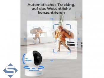 REOLINK E1 Zoom, 3-fach optischer Zoom, Indoor, 5MP Super HD (2560x1920), PTZ 355/50/3x, 12m IR, WIFI, 2 Wege Audio, Auto Tracking, IP berwachungskamera