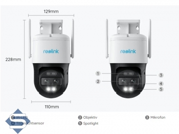 REOLINK TrackMix WIFI, 6x Hybrid Zoom, 2,4/5GHz WLAN, Dual Objektiv, Outdoor, 4K / 8MP (3840 x 2160), PTZ 355 / 90, 30m Infrarot + farbige Nachtsicht, 2 Wege Audio, Auto Tracking, IP berwachungskamera