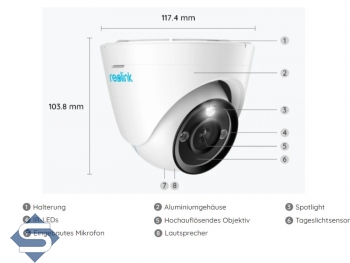 REOLINK RLC-833A, POE, 8MP/4K (3840 x 2160), 30m Infrarot + farbige Nachtsicht, 3x optischer Zoom, 2 Wege Audio, IP67, IP Dome berwachungskamera