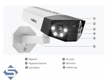 REOLINK DUO 2 POE, 180 Panorama Weitwinkel, 8MP/4K (4608 x 1728), 30m IR, Dual Objektiv, 2-Wege Audio, IP66, IP berwachungskamera