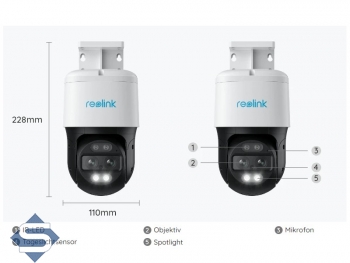 REOLINK TrackMix POE, 6x Hybrid Zoom, Dual Objektiv, Outdoor, 4K / 8MP (3840 x 2160), PTZ 355 / 90, 30m Infrarot + farbige Nachtsicht, 2 Wege Audio, Auto Tracking, IP berwachungskamera
