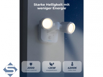 REOLINK Floodlight, POE, Dual-Head, 18W 2000 Lumen Helligkeit, PIR Sensor, IP65, Sicherheitsflutlicht - arbeitet unabhngig und mit Reolink Kameras und NVR, IOT Gert