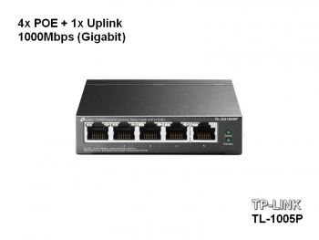 POE Switch, 4x POE 10/100Mbps + 1x Uplink, 15,4W/Port (TP-Link TL-1005P)
