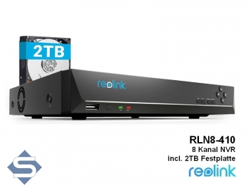 REOLINK RLN8-410, 8 Kanal NVR IP Kamera Recorder mit 2TB Festplatte und 8 POE Anschlssen, fr  Reolink IP Kameras bis 12MP