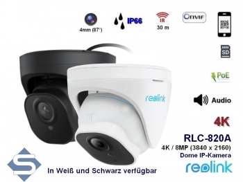 REOLINK RLC-820A, 8MP/4K (3840 x 2160), 30m Infrarot Nachtsicht, POE, 4mm Fixfokus 87, Audio Aufzeichnug, IP67, IP berwachungskamera