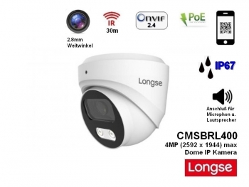 LONGSE CMSBRL400, 4MP (2592x1944), 30m IR, POE, 2.8mm Weitwinkel, IP67, IP berwachungskamera